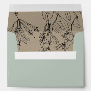 MODERN CHIC KRAFT GREY LINE DRAWING FLORAL ADDRESS ENVELOPE
