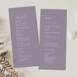 Modern Chic Lavender Purple Flat Wedding Program<br><div class="desc">This minimalist chic lavender purple flat wedding program is perfect for a simple wedding. The minimal boho design features rustic unique and stylish bohemian typography in a pale light dusty purple colour. Include the name of the bride and groom, the wedding date and location, thank you message, order of service,...</div>