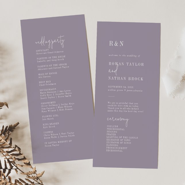 Modern Chic Lavender Purple Flat Wedding Program (Creator Uploaded)
