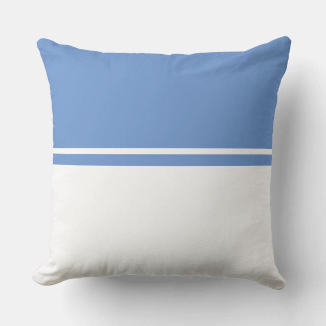 Modern Chic Light Blue White Sporty Colour Block Cushion (Front)