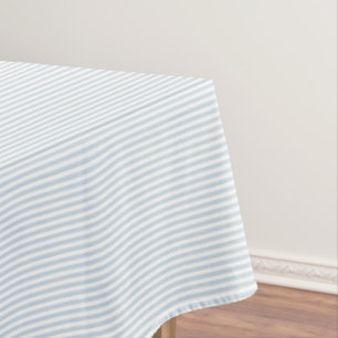 Modern Chic Light Dusty Blue White Striped Pattern Tablecloth