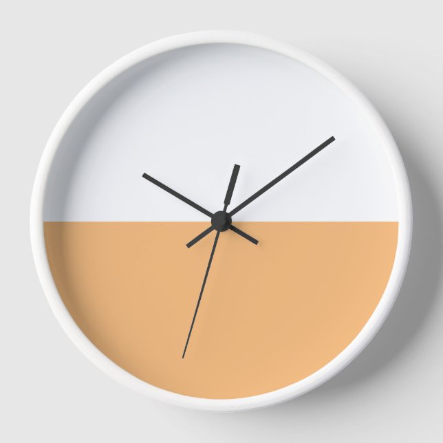 Modern Chic Light Peach Orange White Colour Block Clock (Front)