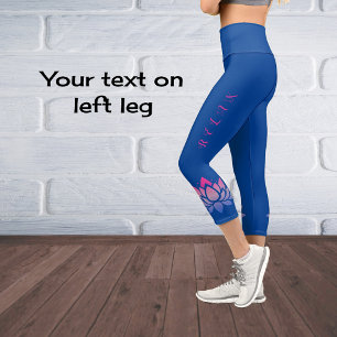 Modern chic lotus flower text capri leggings