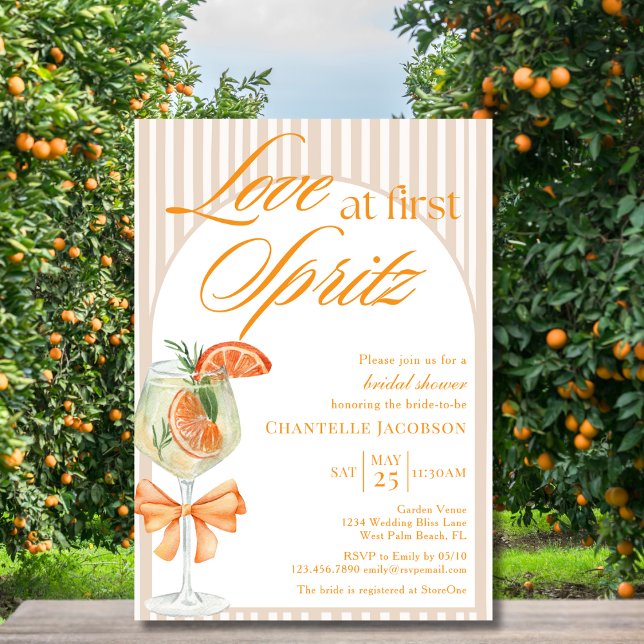 Modern Chic Love At First Spritz Bridal Shower  Invitation (Creator Uploaded)