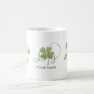 Modern Chic Lucky Shamrock with Bow Coffee Mug