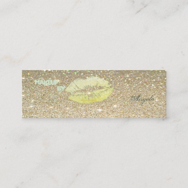 Modern Chic  Luxury Glittery-Lips Mini Business Card (Front)