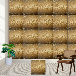 Modern Chic Luxury Gold Black Glitter Sparkling Ceramic Tile