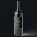 Modern Chic Maid of Honour Proposal | Black Wine Label<br><div class="desc">This minimalist Maid of Honour wine label is perfect for the modern bride! Simple yet elegant, featuring a handwritten calligraphy script and sans-serif font. Customise the label with your bridesmaid's name for an extra special touch. For the matching bridesmaid label and more bridal party gifts like this, check out our...</div>