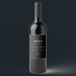 Modern Chic Maid of Honour Proposal | Black Wine Label<br><div class="desc">This minimalist Maid of Honour wine label is perfect for the modern bride! Simple yet elegant, featuring a handwritten calligraphy script and sans-serif font. Customise the label with your bridesmaid's name for an extra special touch. For the matching bridesmaid label and more bridal party gifts like this, check out our...</div>