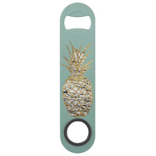 Modern Chic Marble Gold Pineapple Fruit