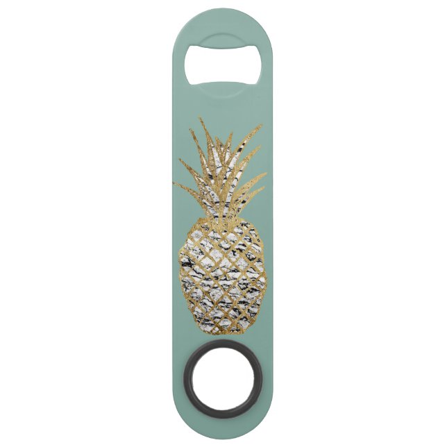 Modern Chic Marble Gold Pineapple Fruit (Back)
