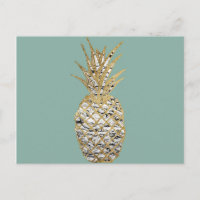 Modern Chic Marble Gold Pineapple Fruit