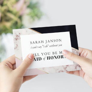Modern Chic Marble Maid of Honour Invitation