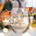 Modern Chic Matron of Honour Script Gold Heart Nam Stemless Wine Glass<br><div class="desc">MATRON OF HONOR - Elegant.  Simple.  Minimalistic.  A beautiful personalised wine glass gift for your Bridal Party to use and then treasure the memories for ever!  Modern,  simple calligraphy text design with your Bridesmaid,  Maid of Honour,  Best man or Groomsmen's names customised.</div>