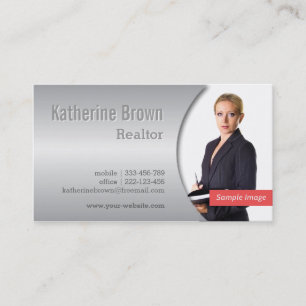 Modern, Chic, Metallic Gradient Effect Photo Business Card