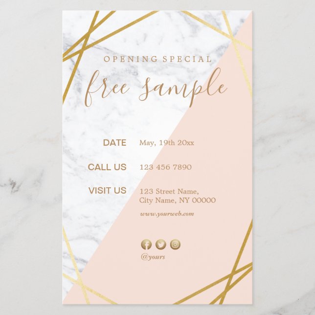 Modern Chic Minimal Geometric Marble Gold 5.5x8.5 Flyer (Front)