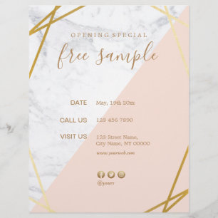 Modern Chic Minimal Geometric Marble Gold 8.5x11 Flyer