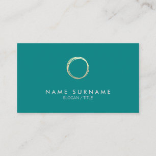 Modern Chic Minimal Gold Circle Teal Business Card