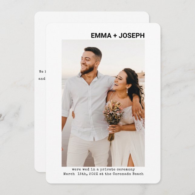 Modern chic minimal Just Married Photo Wedding Save The Date (Front/Back)