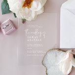 Modern Chic Minimal White Simple Boho Wedding Acrylic Invitations<br><div class="desc">These modern chic minimal white simple boho wedding acrylic invitations are perfect for a simple wedding.

The boho design features rustic unique and stylish bohemian typography.</div>