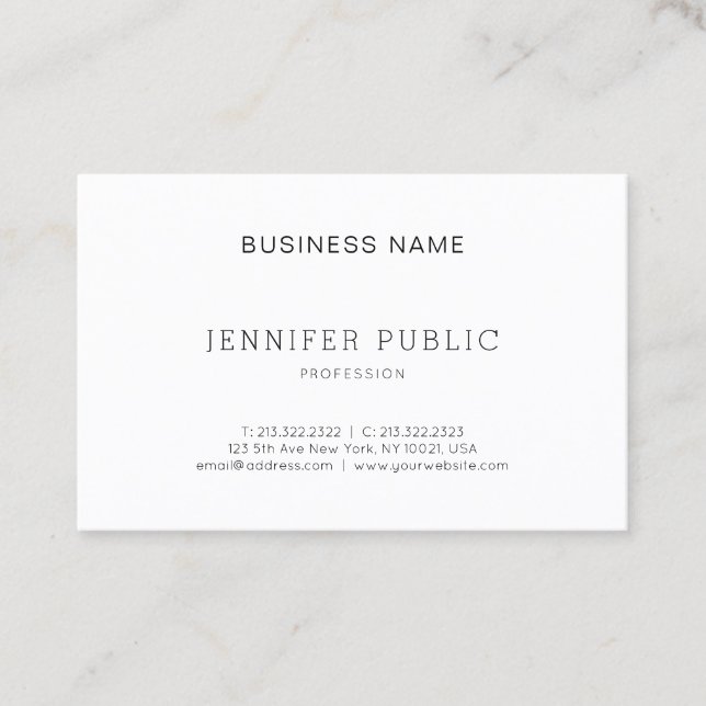 Modern Chic Minimalist Design Professional Plain Business Card (Front)