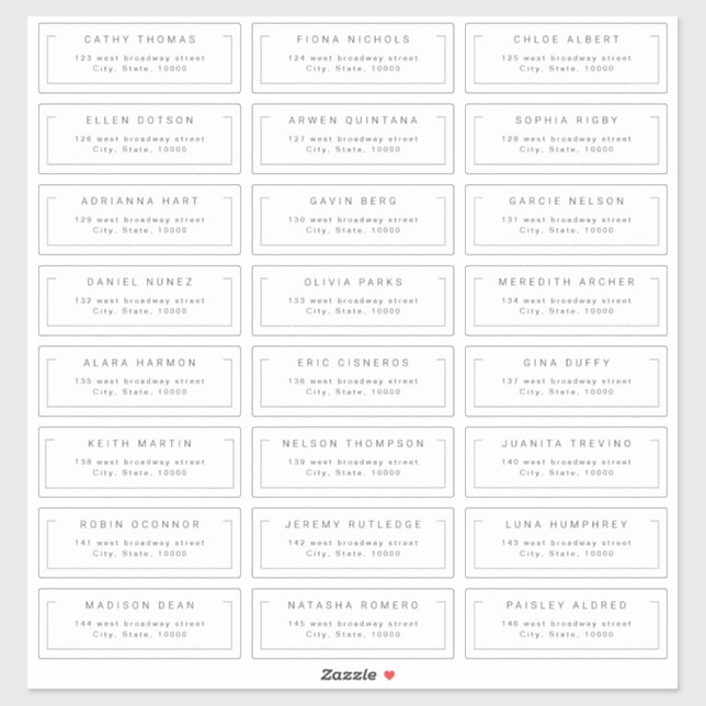 Modern chic minimalist guest address label (Sheet)