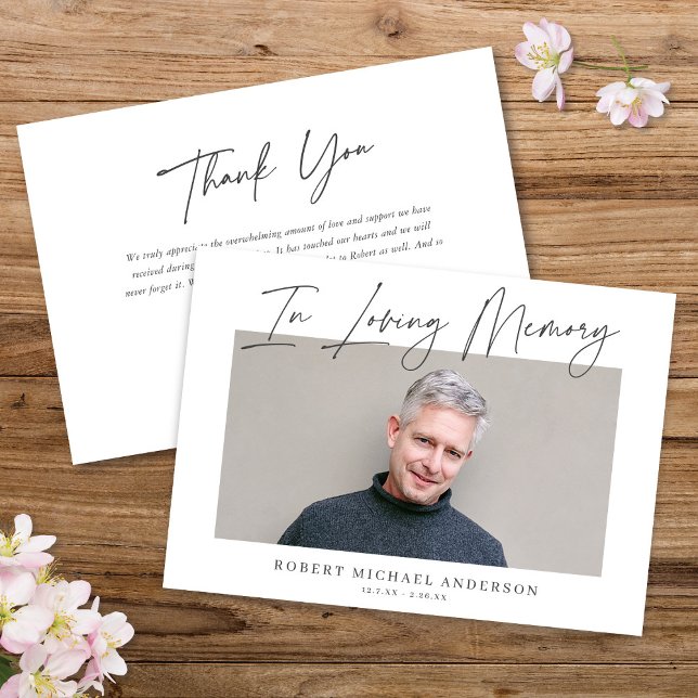 Modern Chic Minimalist In Loving Memory Photo Card (Creator Uploaded)