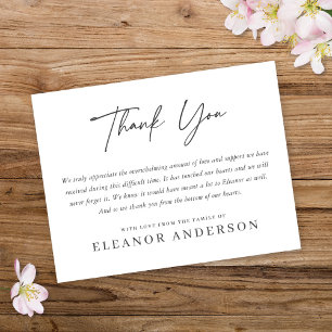 Modern Chic Minimalist Memorial Flat Thank You Car Invitation