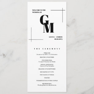 Modern Chic Minimalist Monogram QR Code Wedding Program