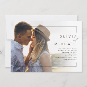 Modern chic minimalist photo wedding invitation