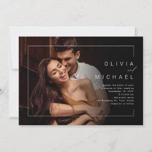 Modern chic minimalist photo wedding invitation