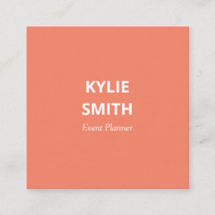 Modern Chic Minimalist Salmon Pinkish Orange Square Business Card