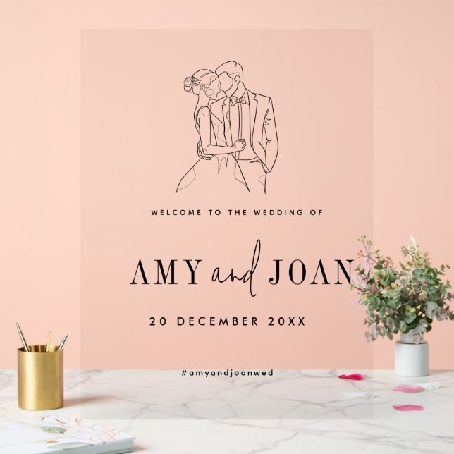 Modern Chic Minimalist Wedding Welcome Acrylic Sign (Wedding)