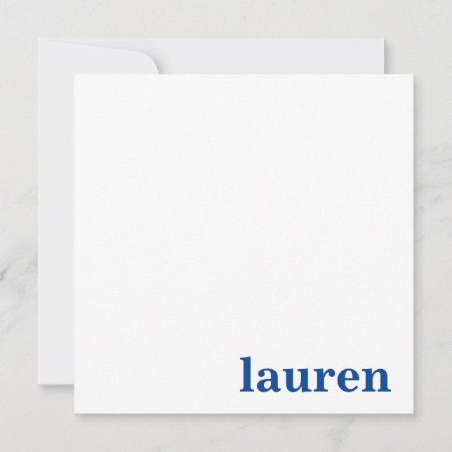 Modern Chic Monogram Name in Navy Card (Front)