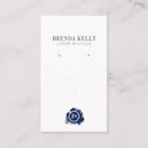 Modern Chic Monogram Navy & White QR Code Earrings