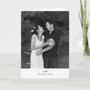 Modern Chic Monogrammed Photo Wedding Thank You Card