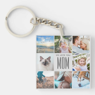 Modern Chic Mother's Day Mom Family Photo Collage Key Ring