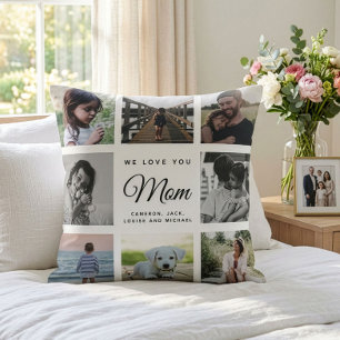 Modern Chic Mother's Day Mum Family Photo Collage Cushion