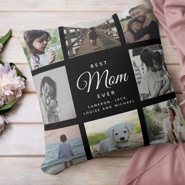 Modern Chic Mother's Day Mum Family Photo Collage  Cushion (Creator Uploaded)