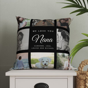 Modern Chic Mother's Day Nana Family Photo Collage Cushion