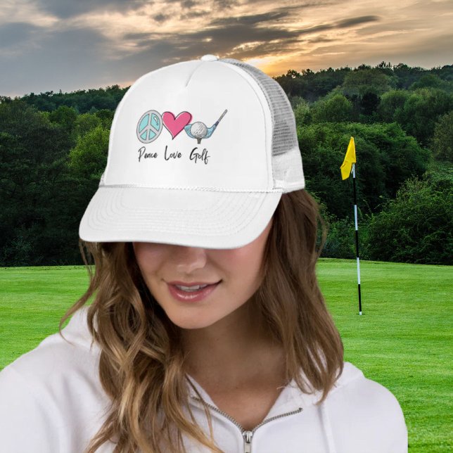 Modern Chic Mum Peace Love Golf Woman Golfer  Trucker Hat (Modern Chic Mom Peace Love Golf Woman Golfer Trucker Hat)