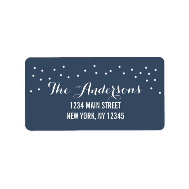 Modern Chic Navy and White Dots Label (Front)