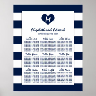 Modern Chic Navy and White Wedding Seating Chart