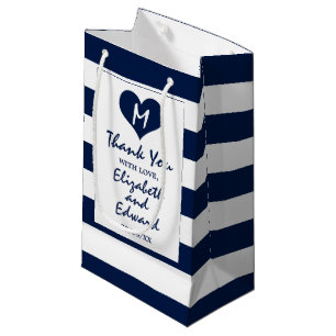 Modern Chic Navy Blue and White Wedding Small Gift Bag