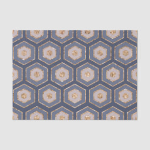 Modern Chic Navy Blue Gold Hexagon Geometric Tissue Paper