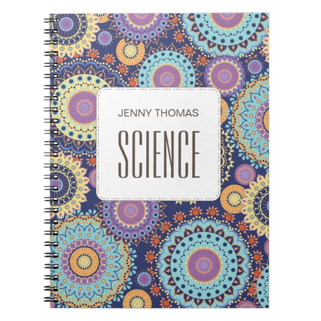 Modern Chic Navy Blue Simple Pattern Class Notebook (Front)