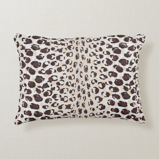 Modern chic neutral brown cheetah print pattern decorative cushion (Front)
