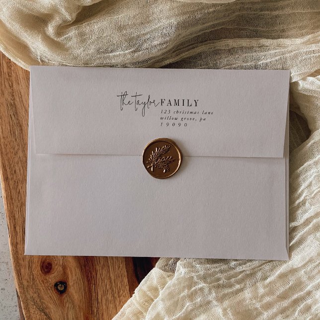 Modern Chic Neutral Family Christmas Holiday Card Envelope (Creator Uploaded)