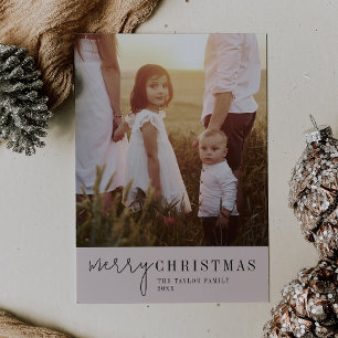 Modern Chic   Neutral Merry Christmas Photo Holiday Card