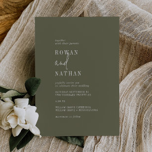 Modern Chic Olive Green Casual Wedding Invitation